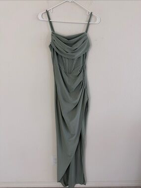 Faeriesty Fold Pleated Split Thigh Cami Dresses